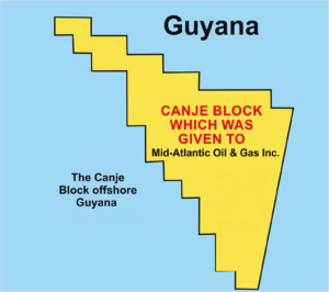Map showing the suspiciously awarded Canje block.